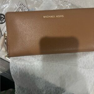 Michael Kors Brown tan acorn color Wallet wristlet
